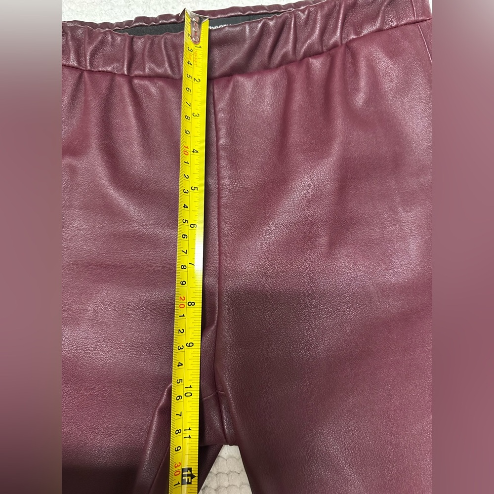 $990 Theory leather leggings jeggings skinny pants burgundy size 0 - Picture 14 of 16